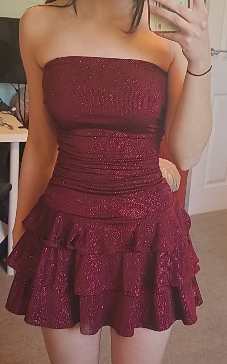 Beauty Homecoming Dress Wine Red Strapless Cocktail Dress Short Birthday Party Dress P4975