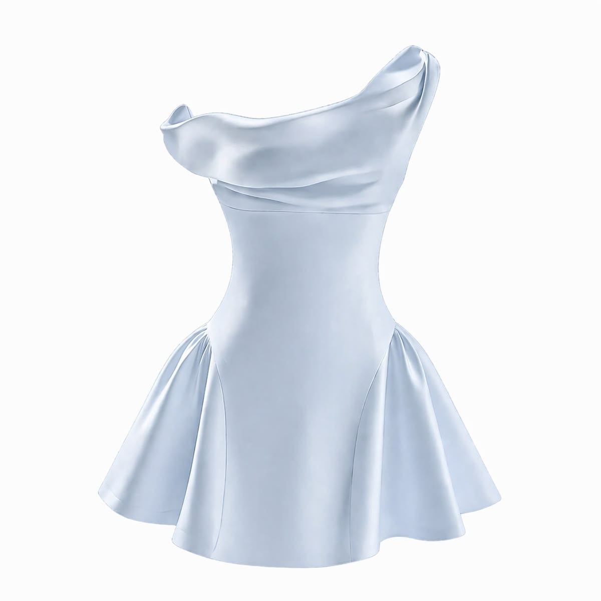 Sweet Homecoming Dress Stain Light Blue A Line One Shoulder Cocktail Dress Short Birthday Party Dress P4987