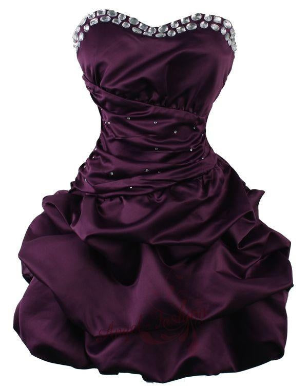 Elegant Homecoming Dress Stain Dark Purple Sweetheart Pleated Cocktail Dress Short Birthday Party Dress P4988