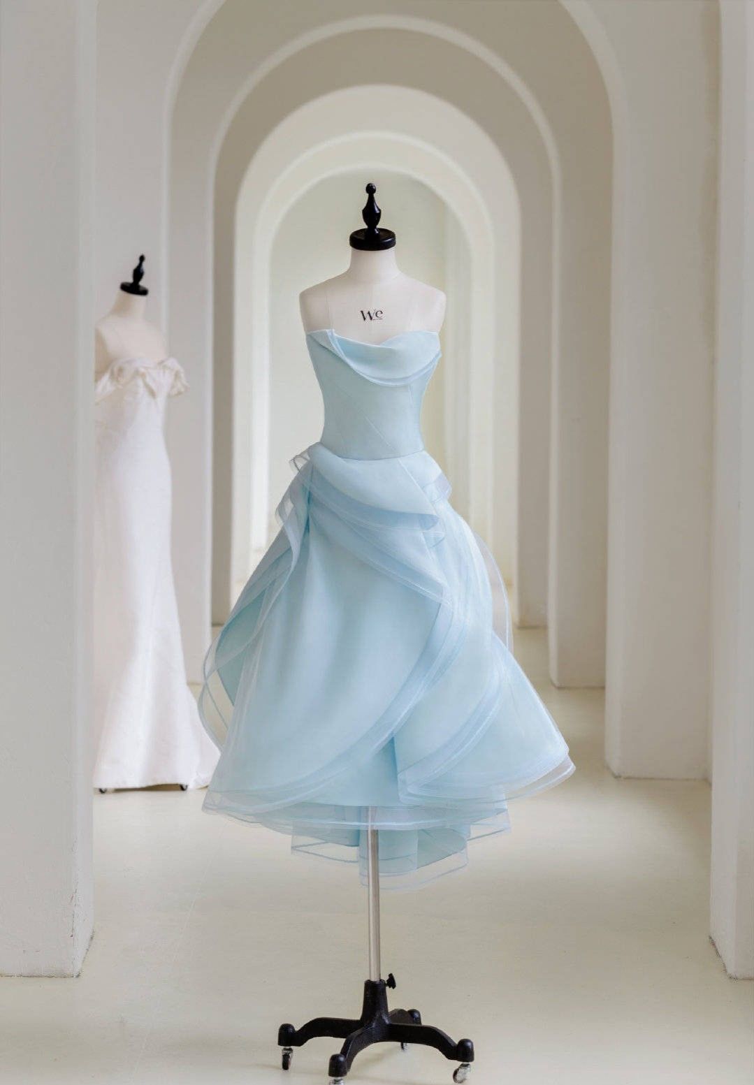 Lovely Homecoming Dress Baby Blue Strapless A Line Pleated Back to School Outfits Short Birthday Party Dress P4993