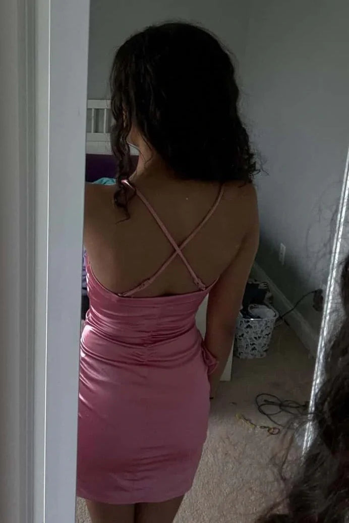 Pretty Square Empire Spaghetti Straps Ruffle Homecoming Dress