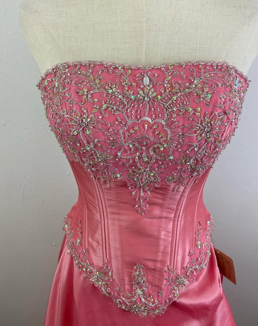 Pink Gorgeous Sparkling Exquisite Delicate Beading Long Satin Ball Gown Evening Dress Party Dress Prom Dress gh3584