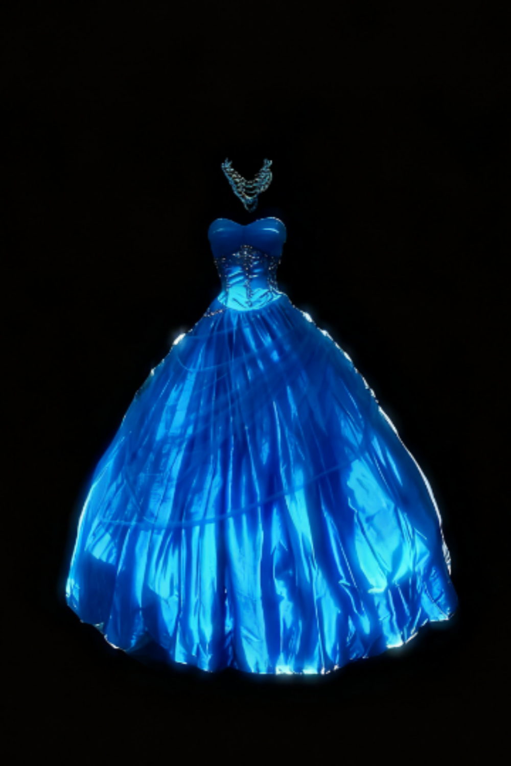 girlhomeshops-Blue Strapless Long Organza Gown gh5823