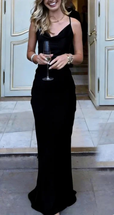Sexy Sheath Sleeveless Party Dress Navy Blue Silk Satin Prom Dress P857