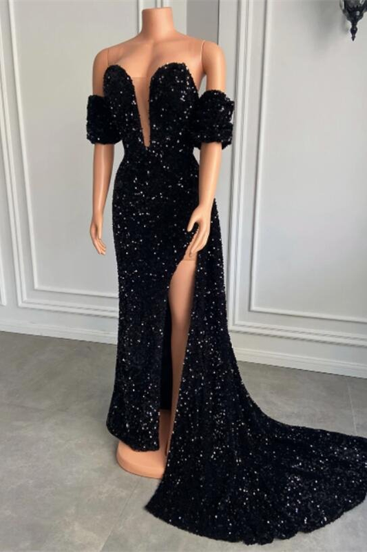 Sweetheart Bubble Sleeves Mermaid Prom Dress With Split gh790