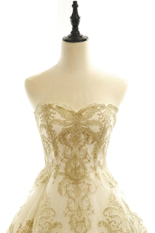 Charming Ivory Tulle Long Wedding Party Dress With Lace, A-Line Tulle Prom Dress Party Dress gh82