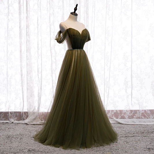 Off Shoulder Tulle Sweetheart Floor Length Long Party Dress, A-Line Wedding Party Dresses Prom dress gh19