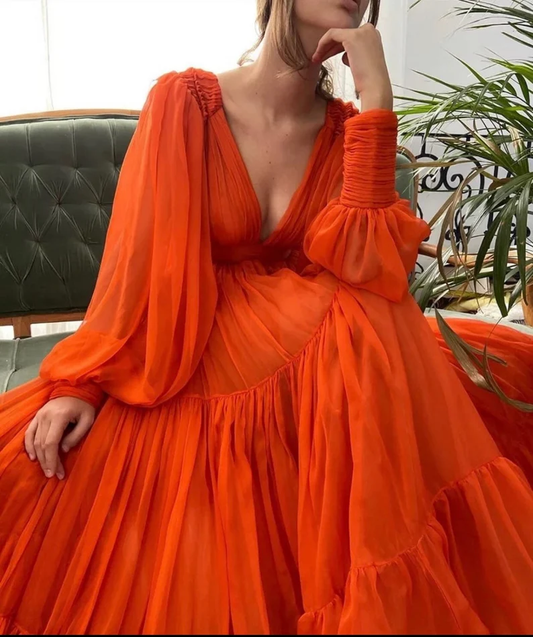 Customizable Long Puff Sleeve Party Dress gh2151