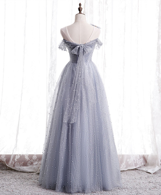Tulle beads long prom dress tulle formal dress gh2264