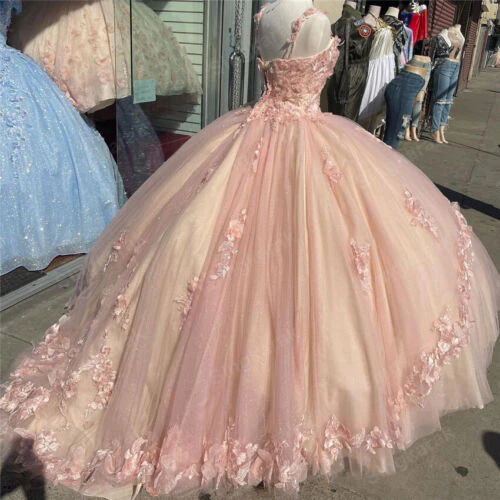 A-line Straps Ball Gown With Appliques Sweet 16 Dress Princess Quinceanera Dresses Lace Appliques Sweet 15 Party Prom Ball Gowns gh2022