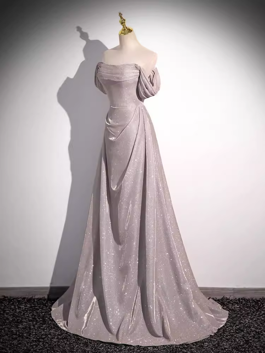 Pretty A line Square Neckline Sleeveless Long Evening Party Dress Pink Prom Dresses PD0055