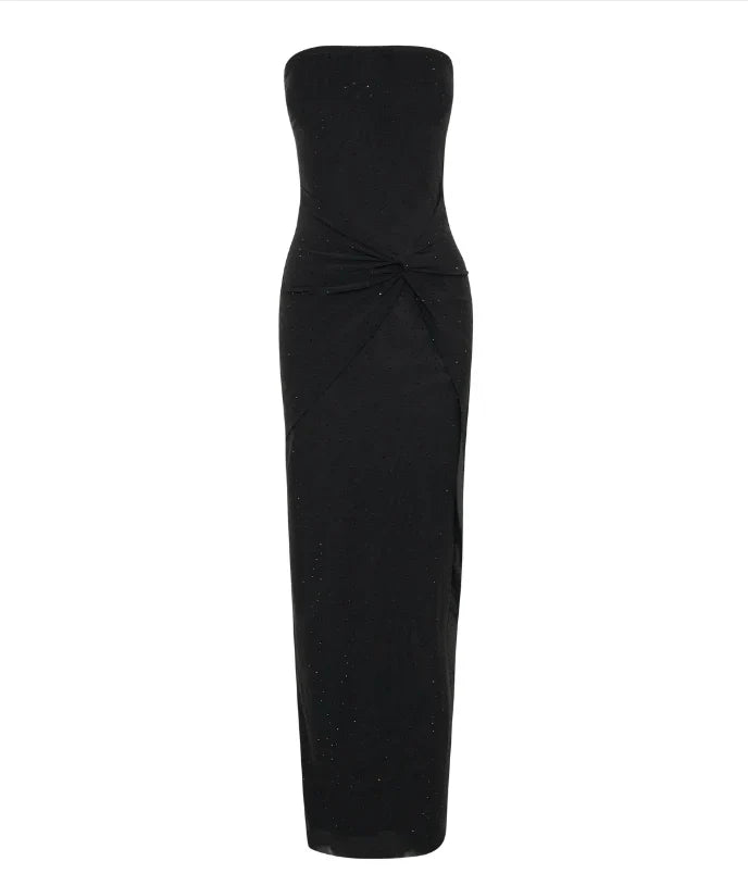 Black shiny stylish elegant off-shoulder sequined long slim fit floor-length ball gown evening dress party dress gh3474