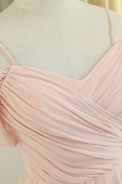 Off the Shoulder Blush Pink Bridesmaid Dress