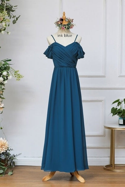 Off the Shoulder Blush Pink Bridesmaid Dress