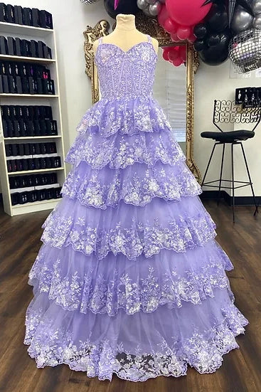 Sweetheart Sleeveless Lace A-Line Tiered Girl Pageant Dress