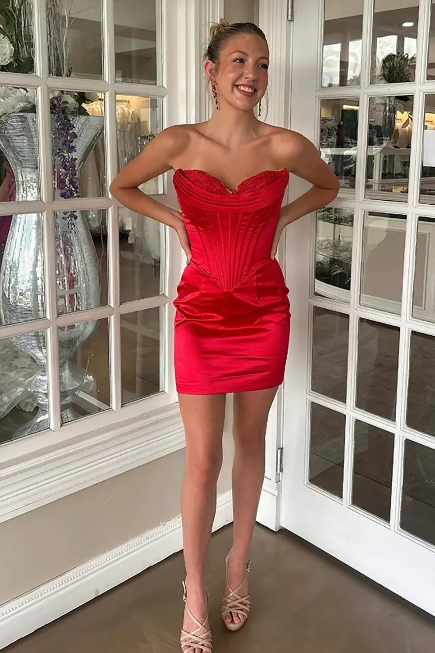 Sweetheart Strapless Bodycon Empire Mini Homecoming Dress