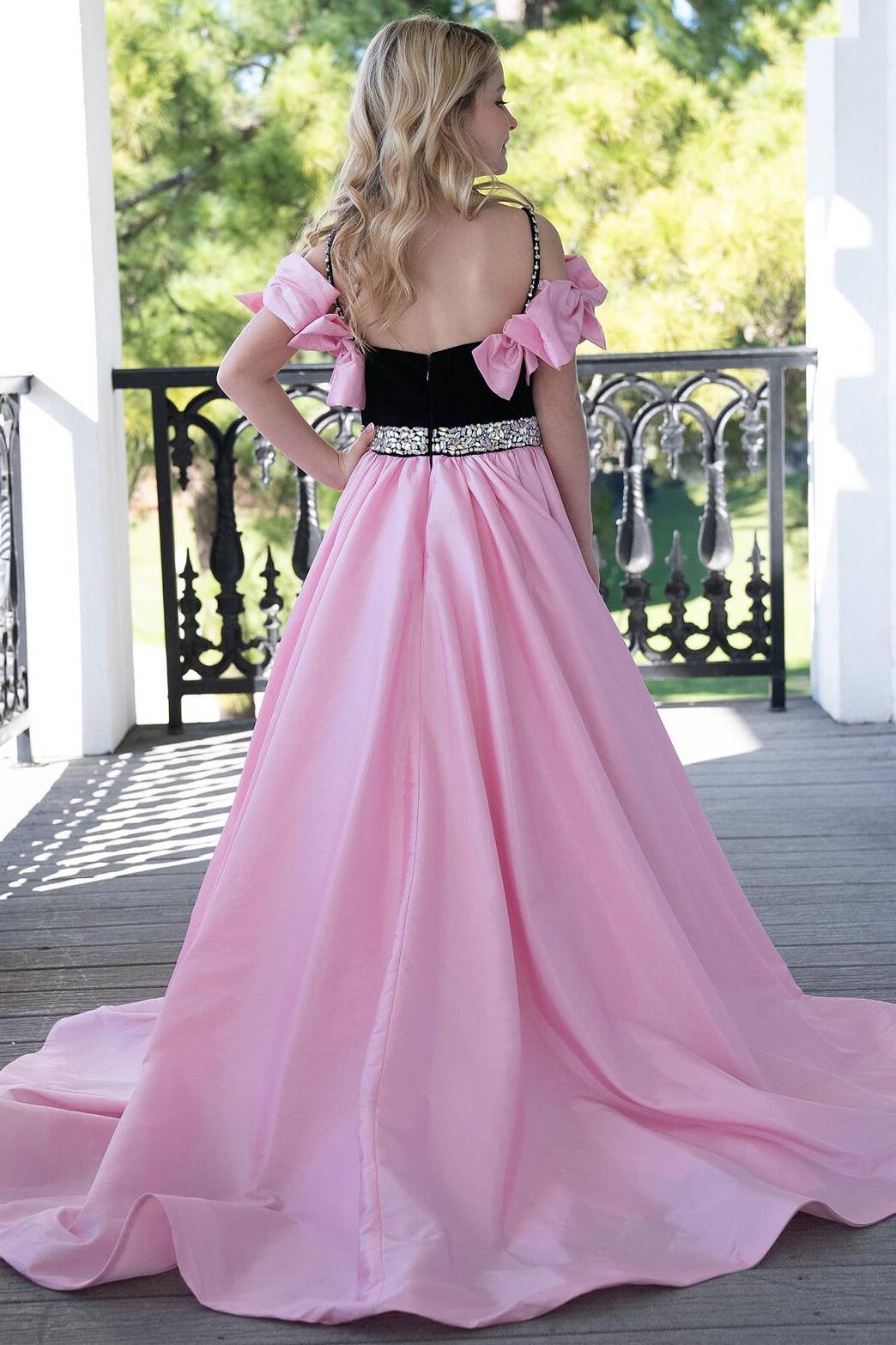 Two Tone A-Line Sleeveless Beaded Girl Pageant Dress