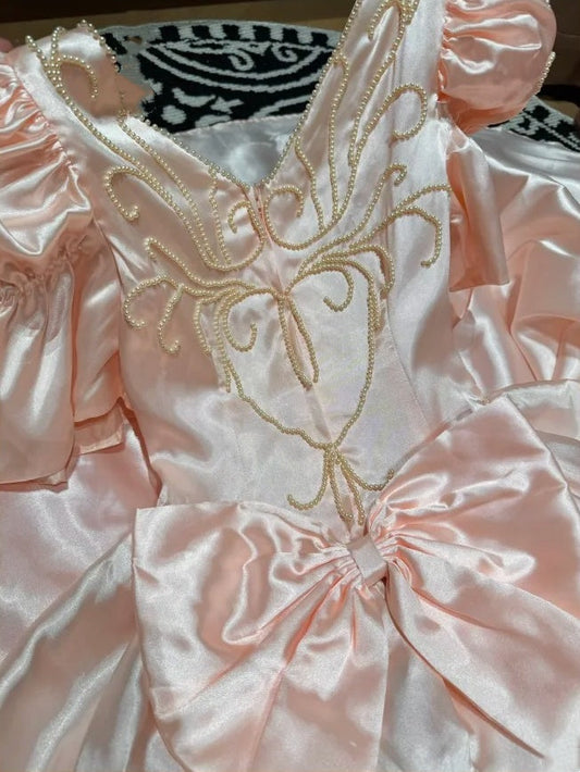 girlhomeshops-Pink Exquisite Beaded Long Satin Princess Formal Prom Dress Graduation Dress Evening Dress gh5975