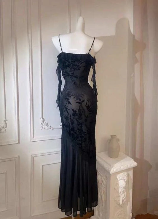 Black Dress Outfit Party Fitted Formal Evening Party Gowns
