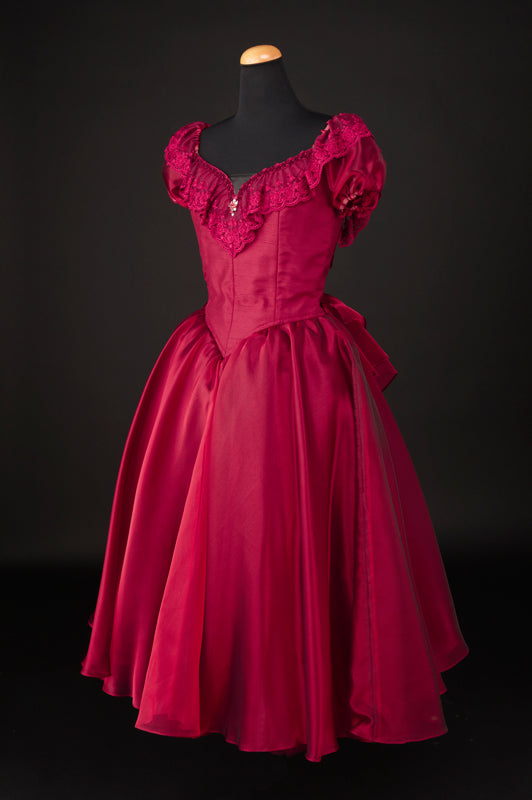Girlhomeshops-Burgundy Vintage Short Satin Homecoming Dress Birthday Party Dress gh4995