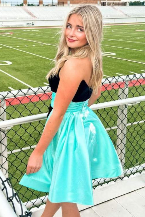 Black and Mint Green Homecoming Dress
