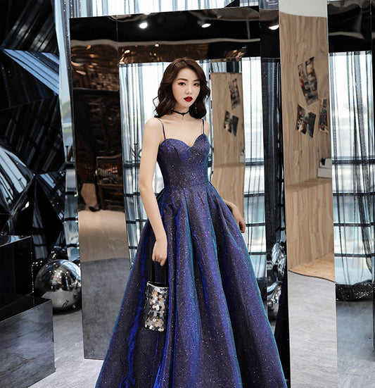 Simple satin long prom dress A line evening gown 10110