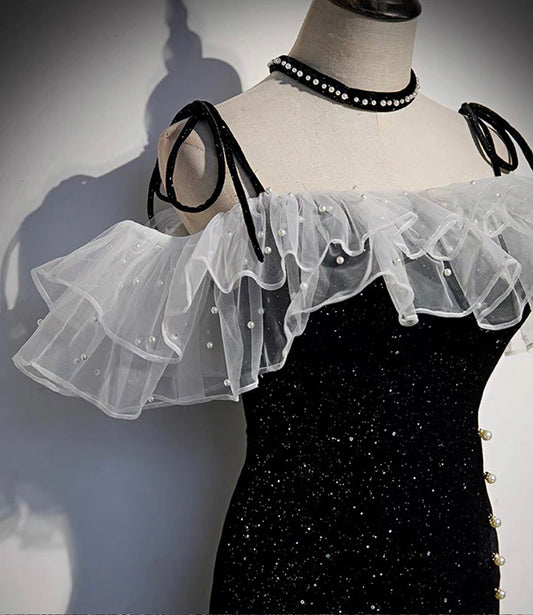 Black long mermaid prom dress black evening dress 8927