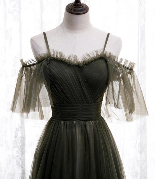 Simple tulle long A line prom dress evening dress 8930
