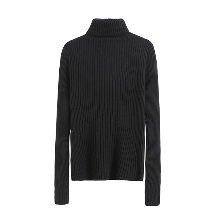 Simple solid color elastic slim fitting sweater bottomed shirt 7718