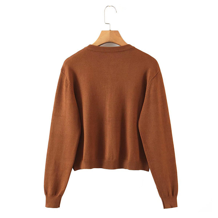 Autumn sensational foreign style short round neck knitted cardigan 7719