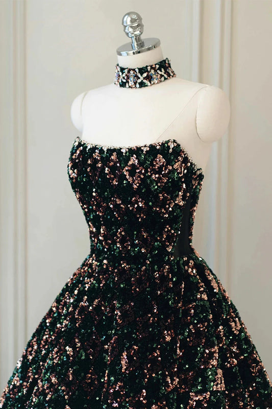 Stylish Sequins Long Prom Dress, A-Line Party Dress TP607