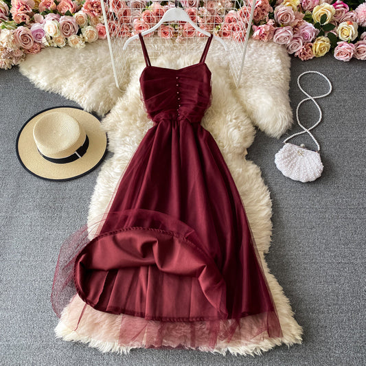 Waist closing suspender skirt children's super fairy mesh splicing large swing long skirt 2745