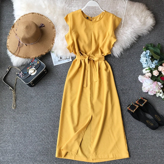Irregular slim wrap hip dress 2873