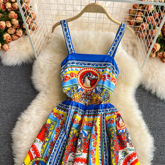 Suspender skirt elegant temperament big swing dress 3210