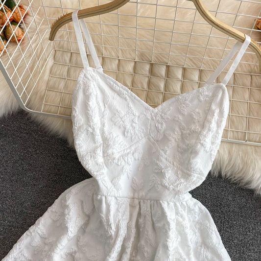 White jacquard suspender dress 2761