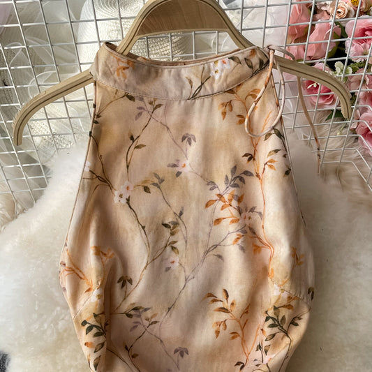 Stand collar slim, feminine temperament, Floral Chiffon Dress 3058