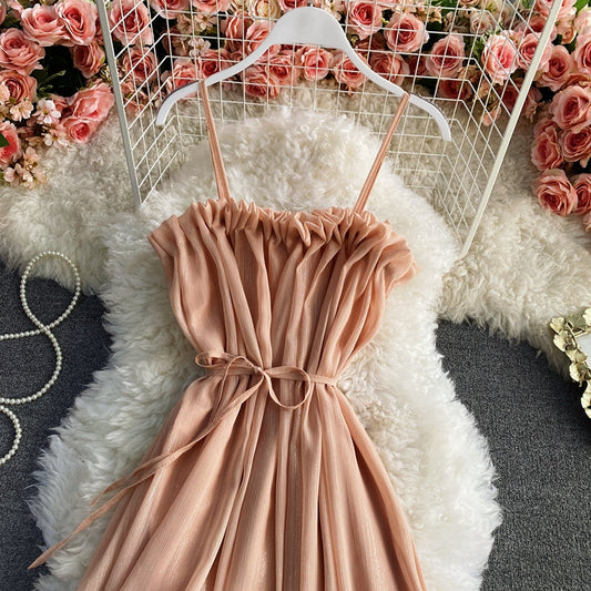 Chiffon strapless dress gentle wind skirt 3036