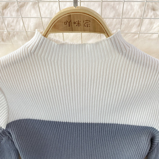 French Vintage stand collar knit dress 3358