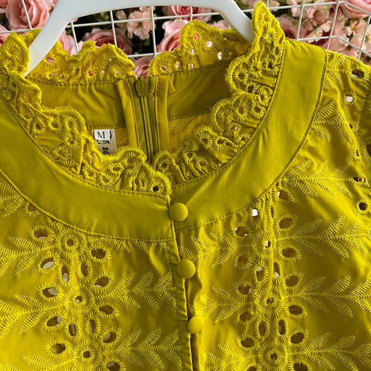 Vintage Lace lace up fungus edge Lantern Sleeve Dress 3180