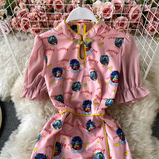 Chinese style women's national fashion improved dress 3295
