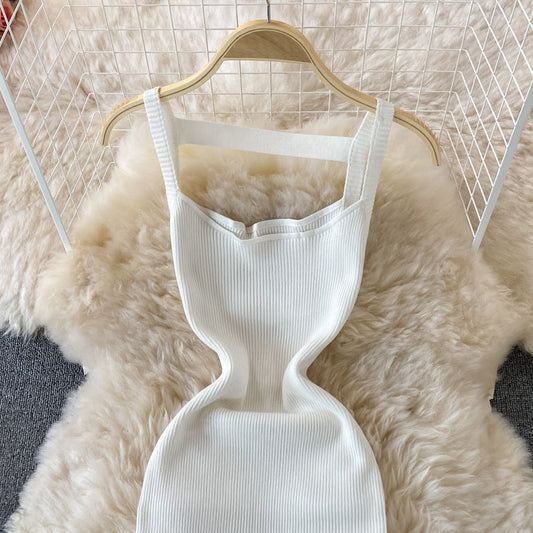 French Open Back suspender knitted dress 3333