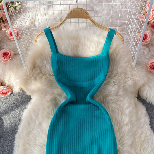 Knitted suspender fashion tight and thin Hip Wrap Dress 2823
