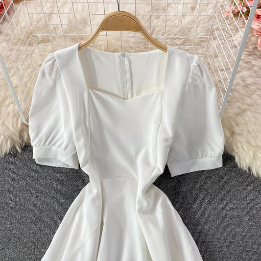 Narrow waist French long skirt with large hem 3208