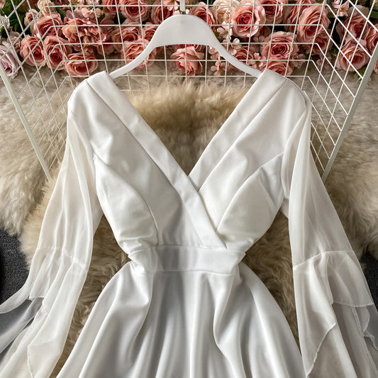 Sexy low cut deep V-neck dress 3428