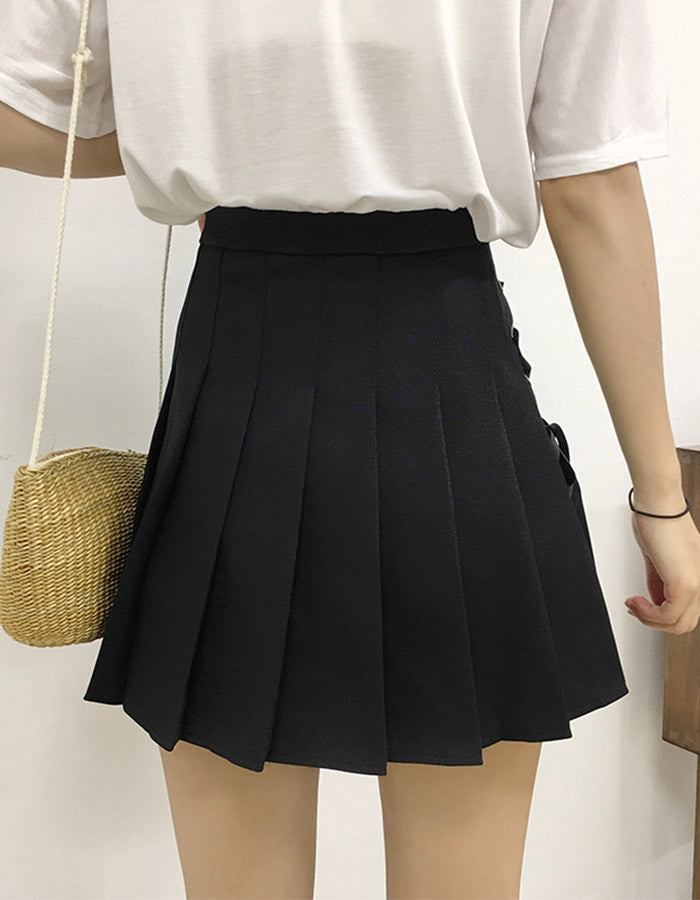 Cute A line side bow pleated skirt 3499