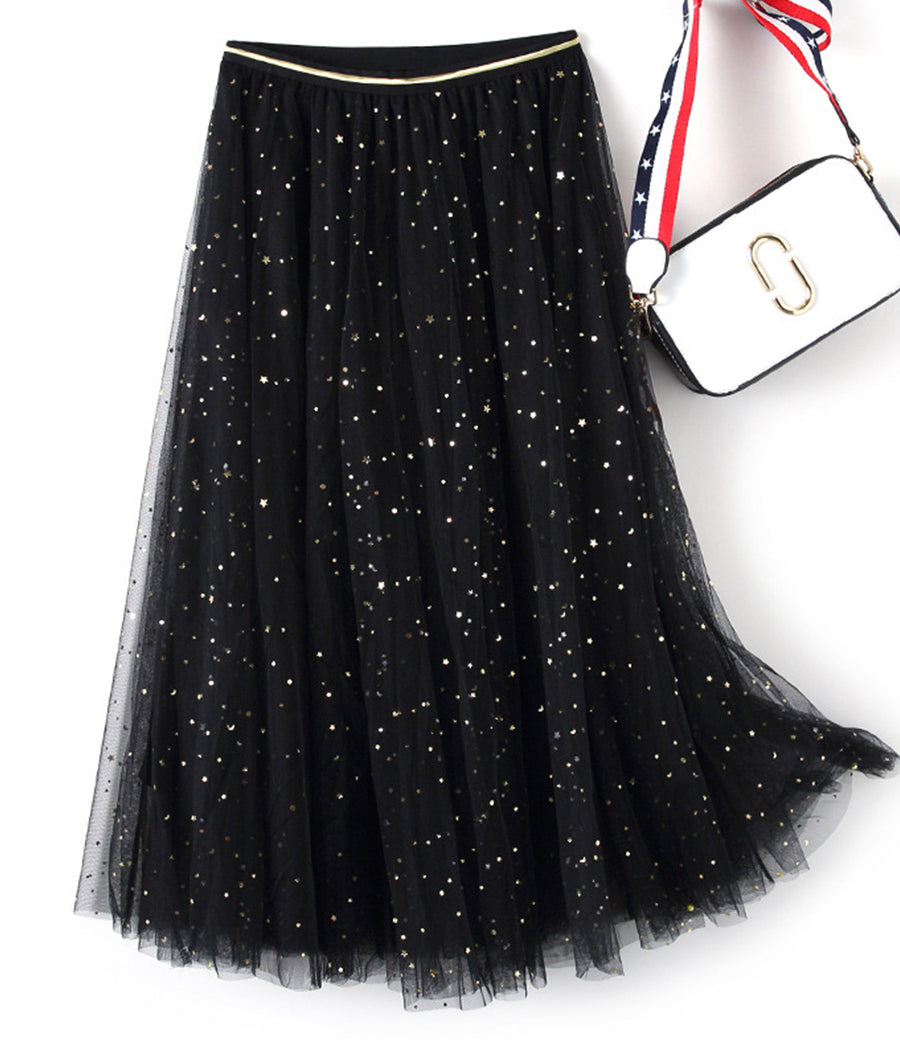 Cute sequins tulle skirt 3513