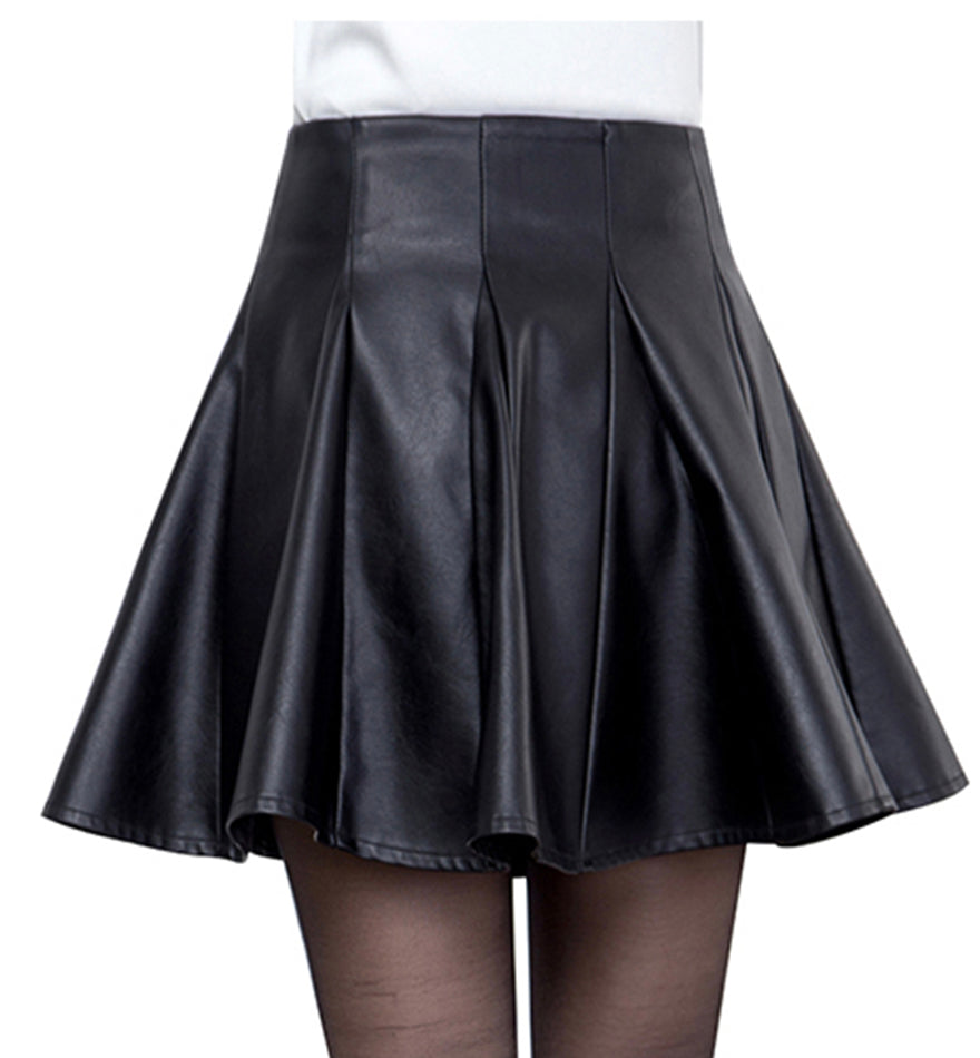 Leather skirt A line short skirt leather skirt 3465
