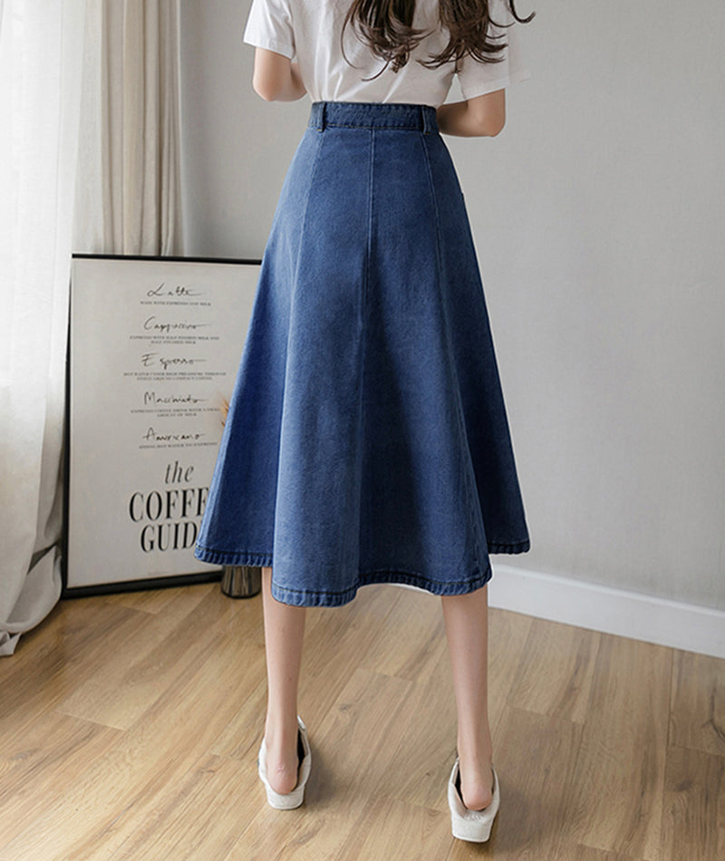 Simple A line denim skirt 3485