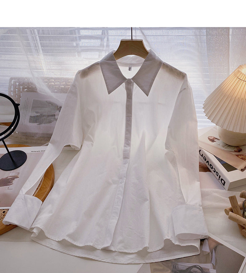 Niche design personality fashion hollow out long sleeve Lapel top cardigan 6413