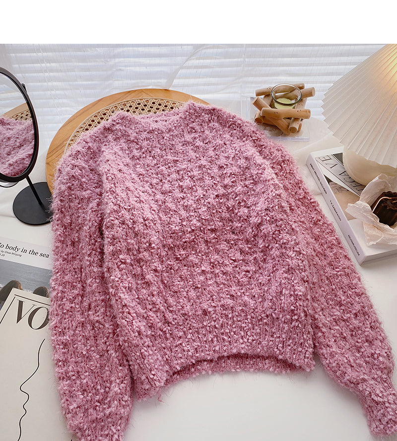 Fashionable foreign style sweater versatile round neck Pullover 6069